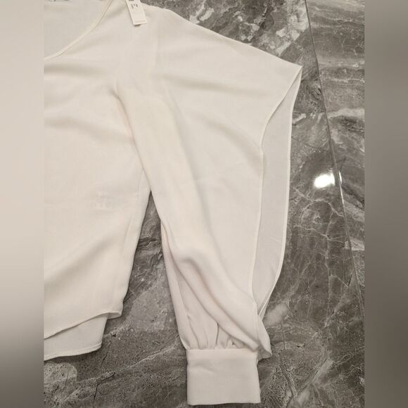 NWT Trina Turk White Women's Top blouse long sleeve cut out sleeve lagenlook XS - Picture 12 of 13